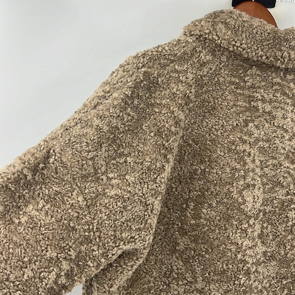 ZARA TEDDY FLEECE OVERSIZE PEACOAT TAN SZ S - Picture 6 of 10